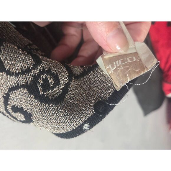 Chico's Black Gold Lurex Detail Longline Cardigan MISSING COLLAR Sz. L NWT - Picture 6 of 7